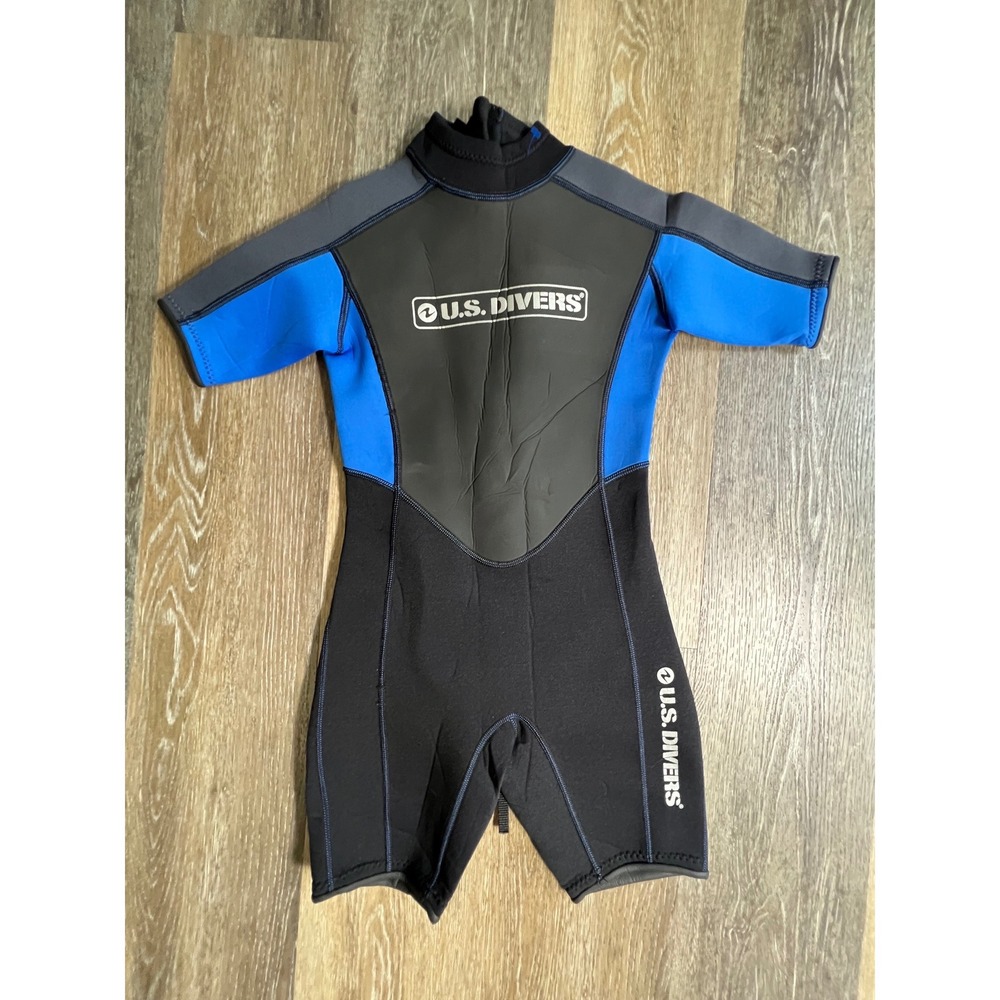 U.S. Divers Wetsuit Kids Size 10 Blue Black Shorty Short Sleeve Spring Suit‎